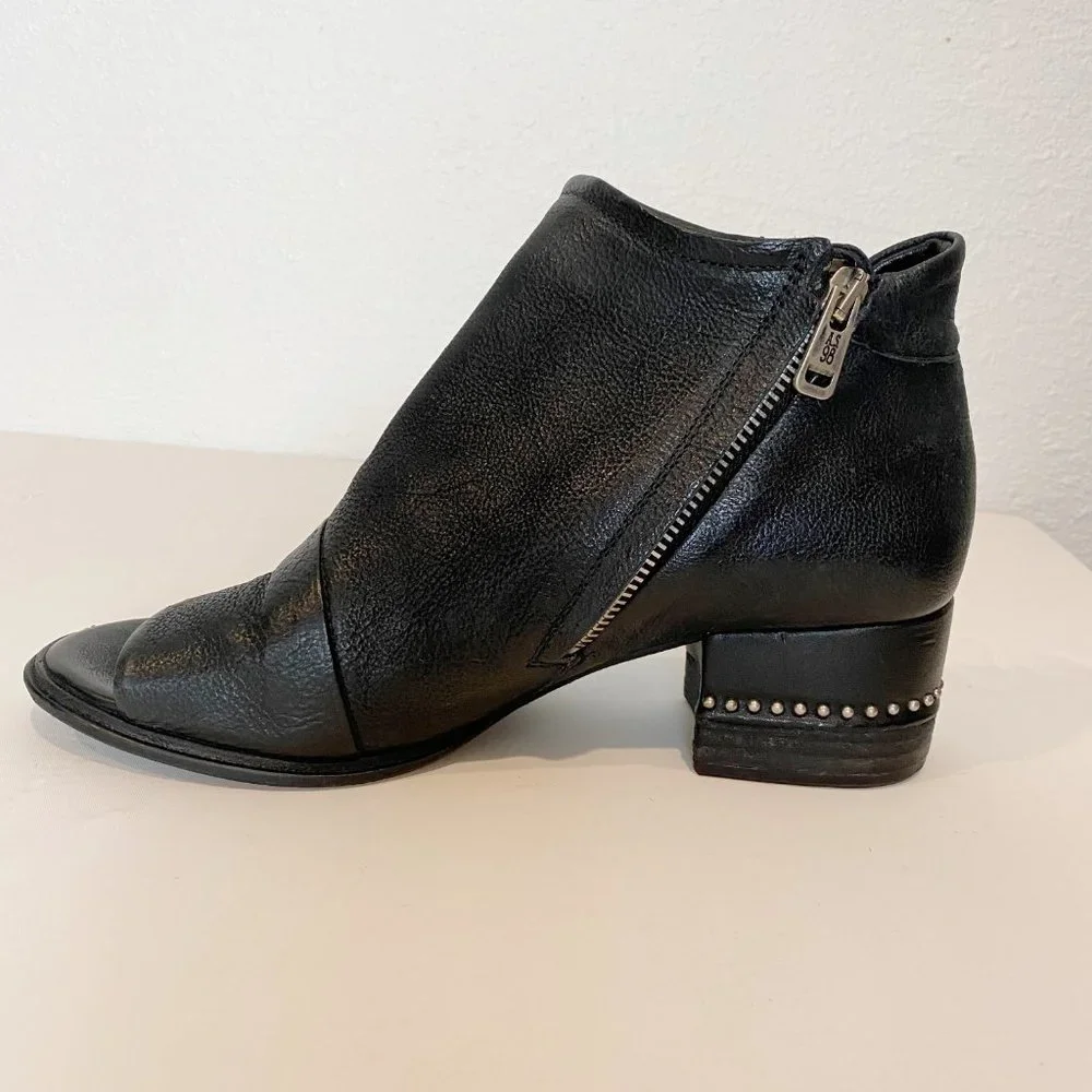 FINAL SALE: A.S.98 Leather black Miles Peep Toe Bootie New - Picture 4 of 14